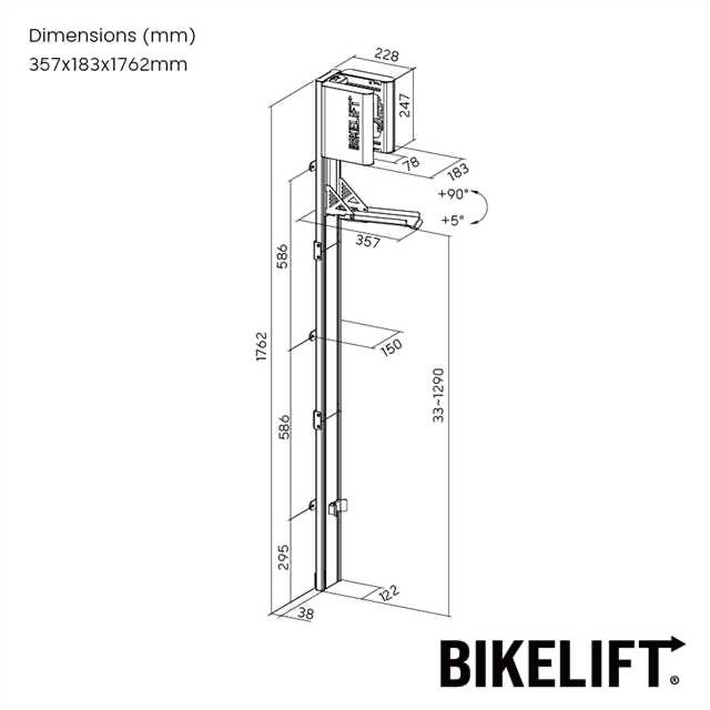 BIKELIFT® Easy Lift Vertical On-Wall Bike Rack