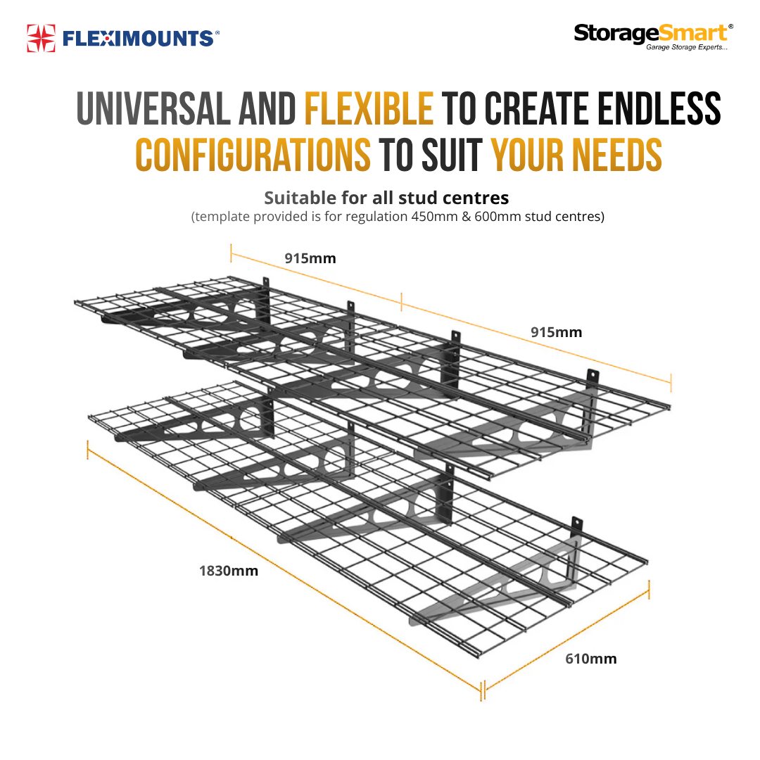 Fleximounts® Wall Shelving Extra Deep - 3660mm Length