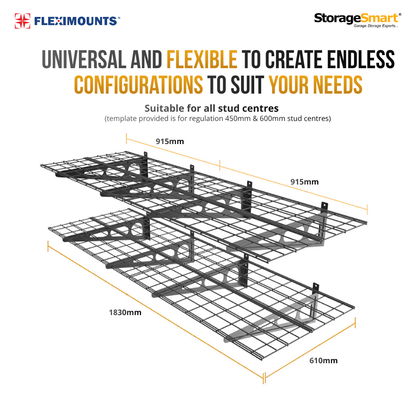 Fleximounts® Wall Shelving Extra Deep - 3660mm Length